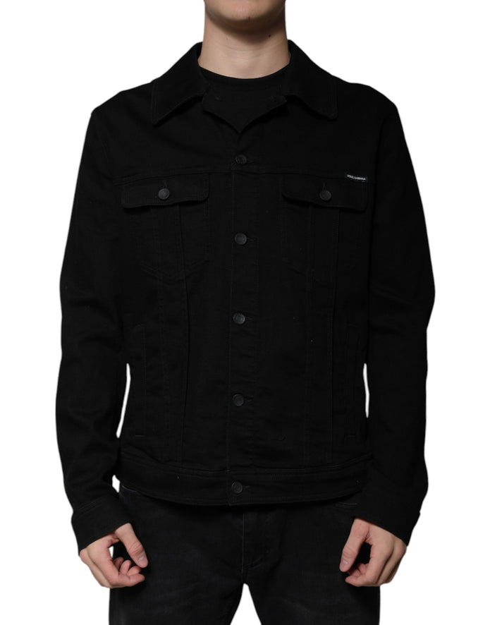 Black DG Cotton Stretch Denim Jacket