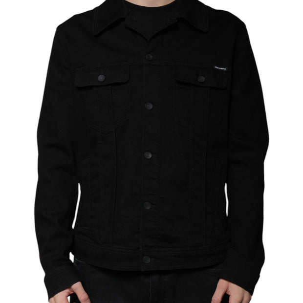 Black DG Cotton Stretch Denim Jacket