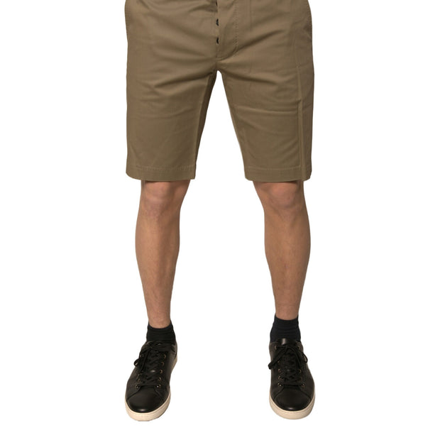 Brown Chino Cotton Stretch Casual Shorts