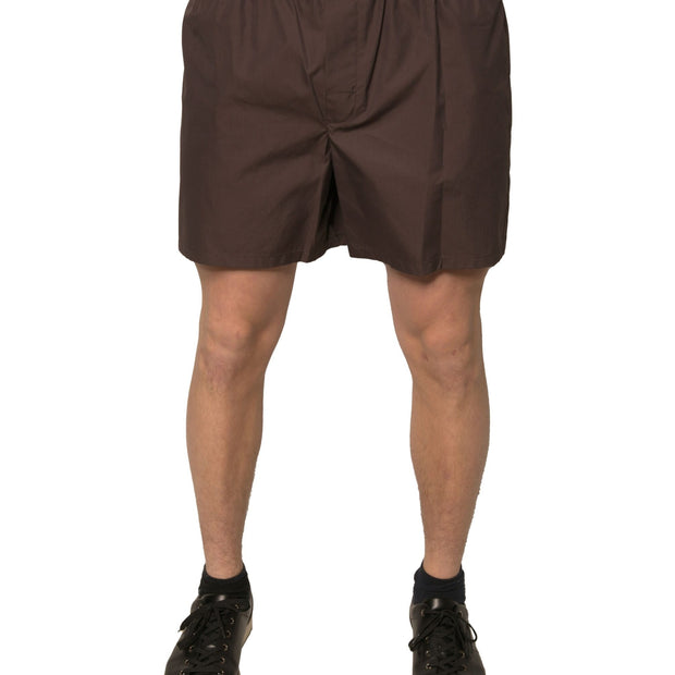 Brown Cotton Blend Men Mid Waist Shorts