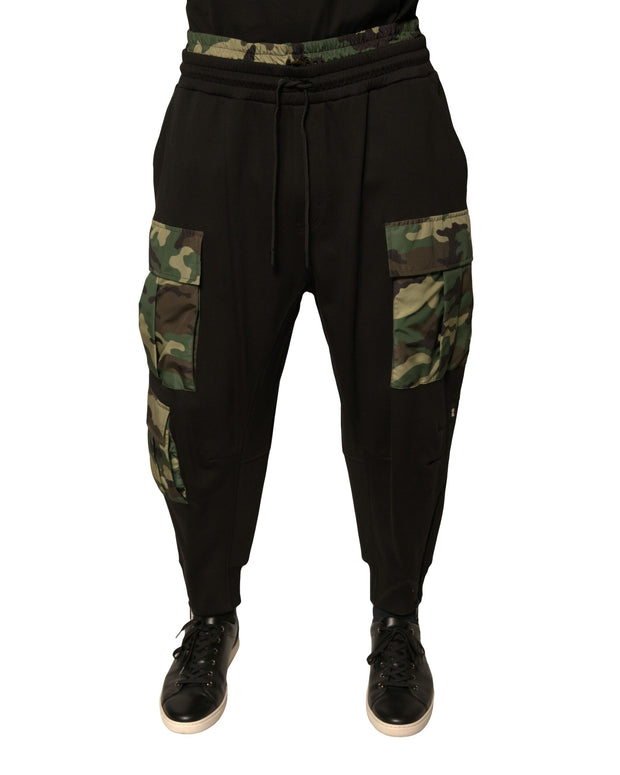 Black Camouflage Cotton Jogger Cargo Pants