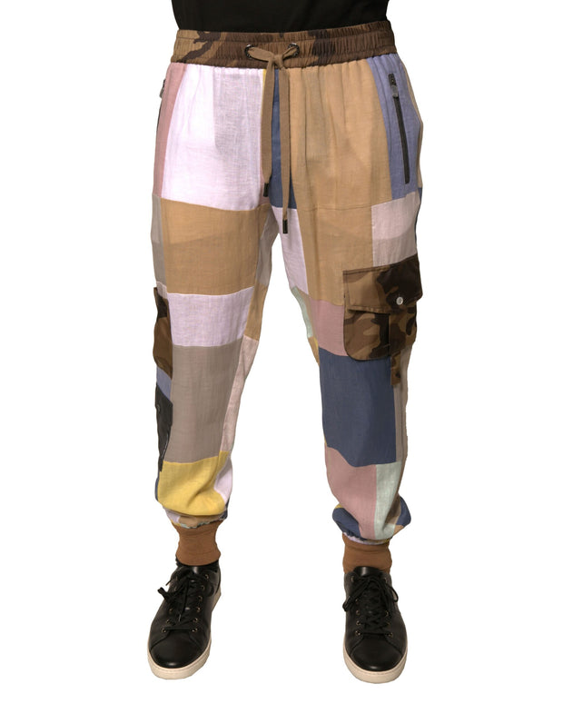 Multicolor Patchwork Jogger Sweatpants Pants