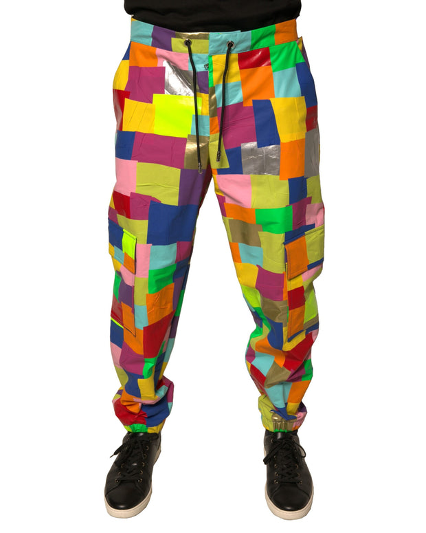 Multicolor Cotton Patchwork Men Cargo Pants