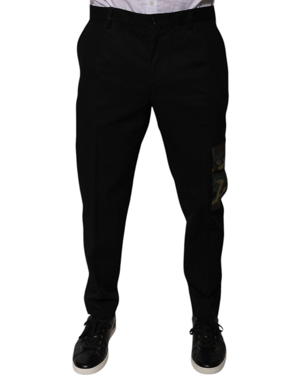 Black Cotton Men Cargo Casual Pants