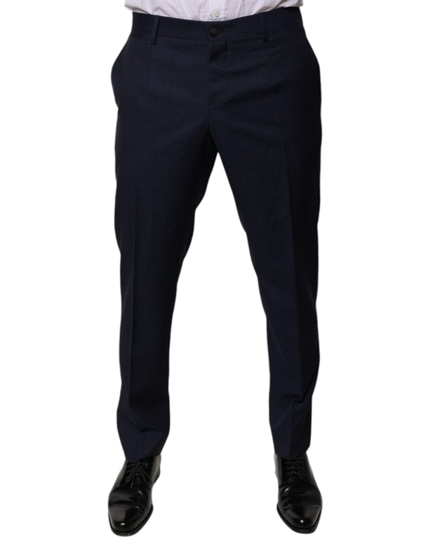 Dark Blue Cotton Men Dress Pants