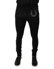 Black Horseshoe Embellished Wool Slim Fit Pants