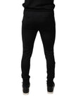 Black Horseshoe Embellished Wool Slim Fit Pants