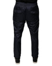Dark Blue Cotton Skinny Sweatpants Pants