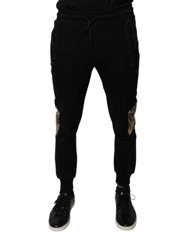 Black Leopard Slim Fit Jogger Pants