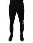 Black Leopard Slim Fit Jogger Pants
