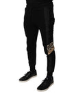 Black Leopard Slim Fit Jogger Pants