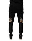 Black Leopard Slim Fit Jogger Pants
