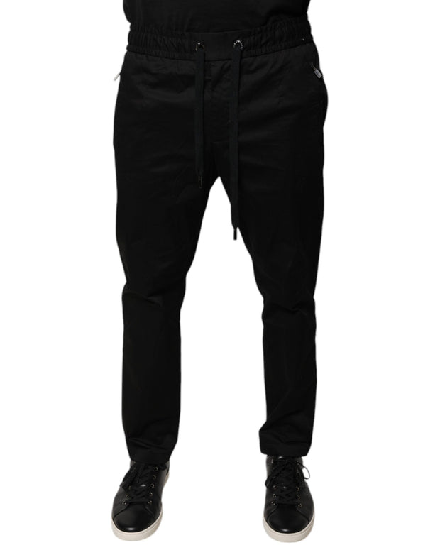 Black Cotton Stretch Skinny Sweatpants Pants
