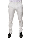 White Cotton Tapered Formal Dress Pants