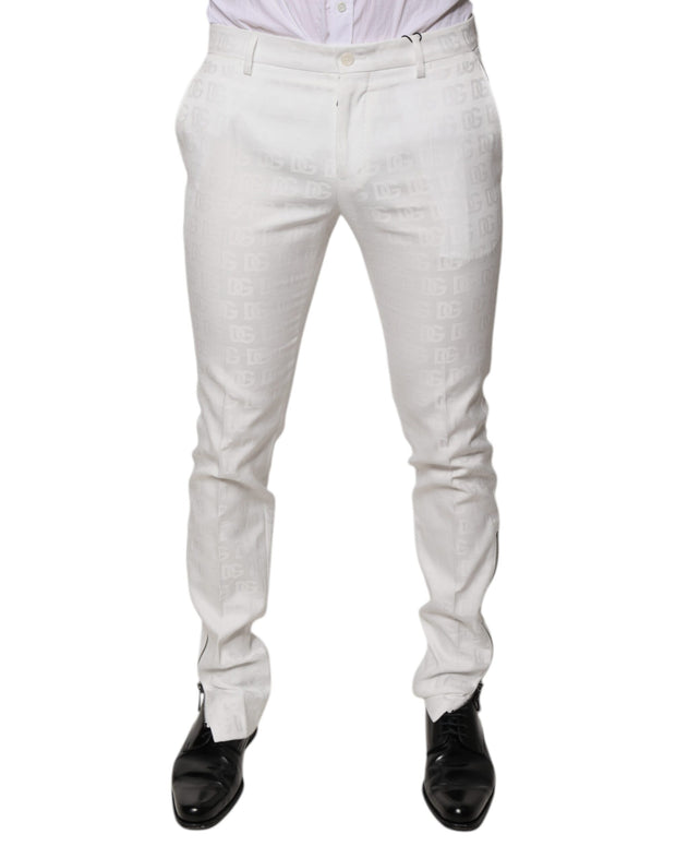 White Cotton Tapered Formal Dress Pants