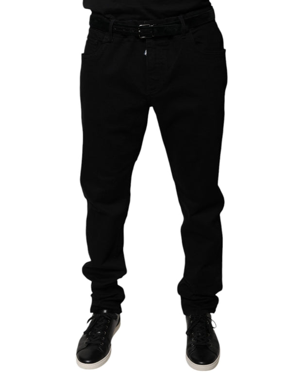 Black Logo Cotton Stretch Skinny Denim Jeans