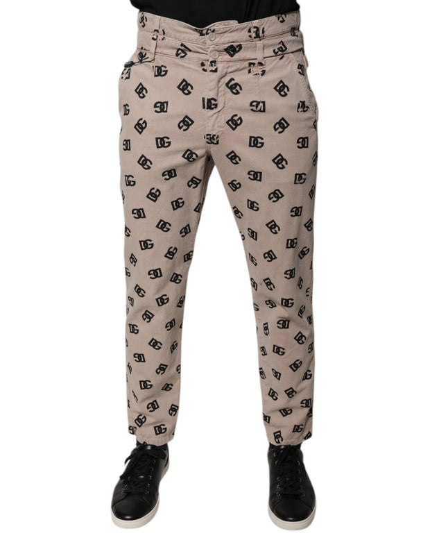 Beige Logo Cotton Skinny Denim Jeans