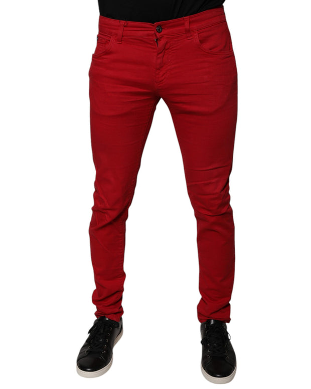 Red Crown Logo Cotton Skinny Denim Jeans
