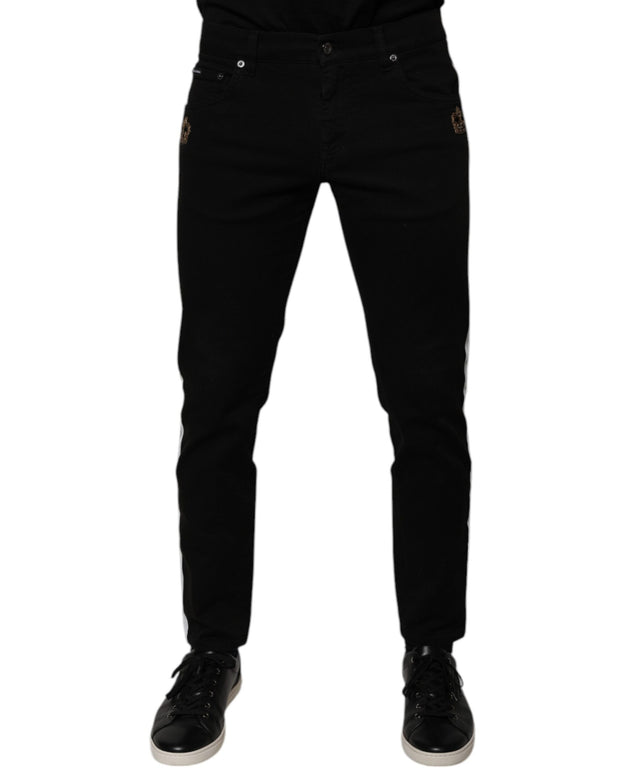 Black Crown White Lining Skinny Denim Jeans