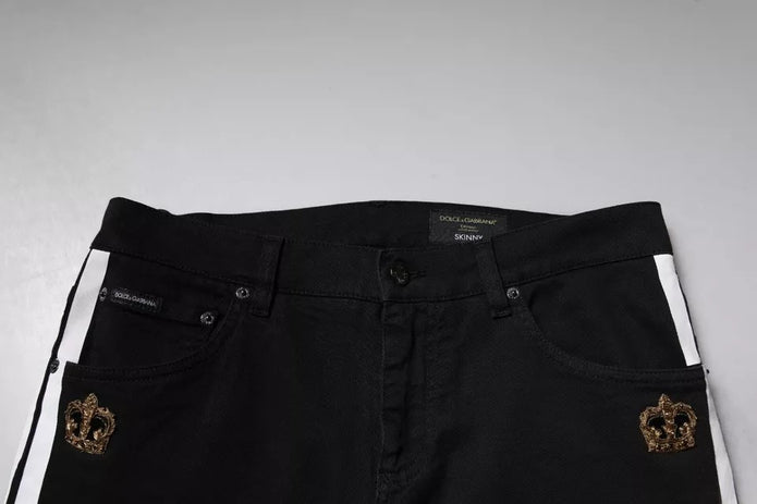 Black Crown White Lining Skinny Denim Jeans