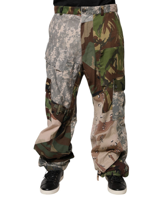 Multicolor Patchwork Camouflage Cargo Pants