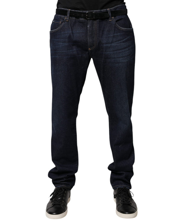 Dark Blue Cotton Skinny Denim Jeans
