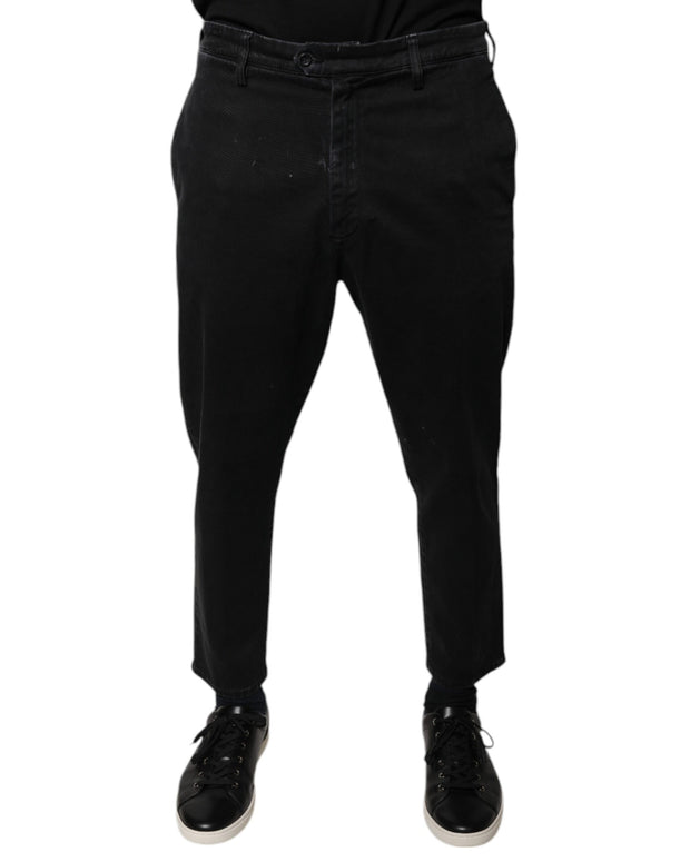 Black HOUSTON Men Cropped Denim Jeans