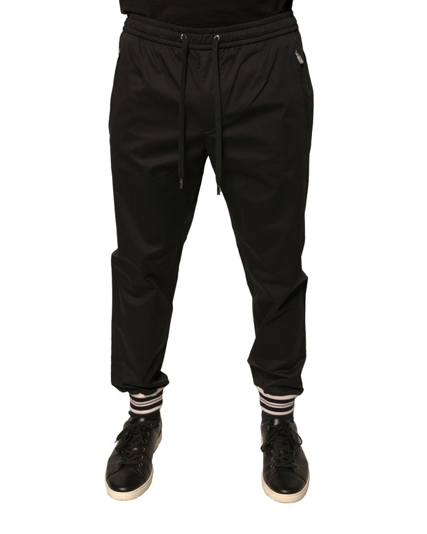 Black Cotton Stretch Jogger Sweatpants Pants