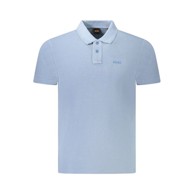 Light Blue Cotton Men Polo Shirt