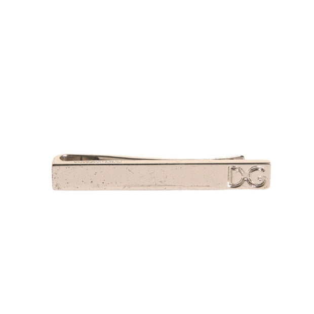 Silver Tone Brass Logo Branded Tie Clip Bar