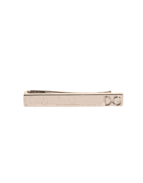 Silver Tone Brass Logo Branded Tie Clip Bar