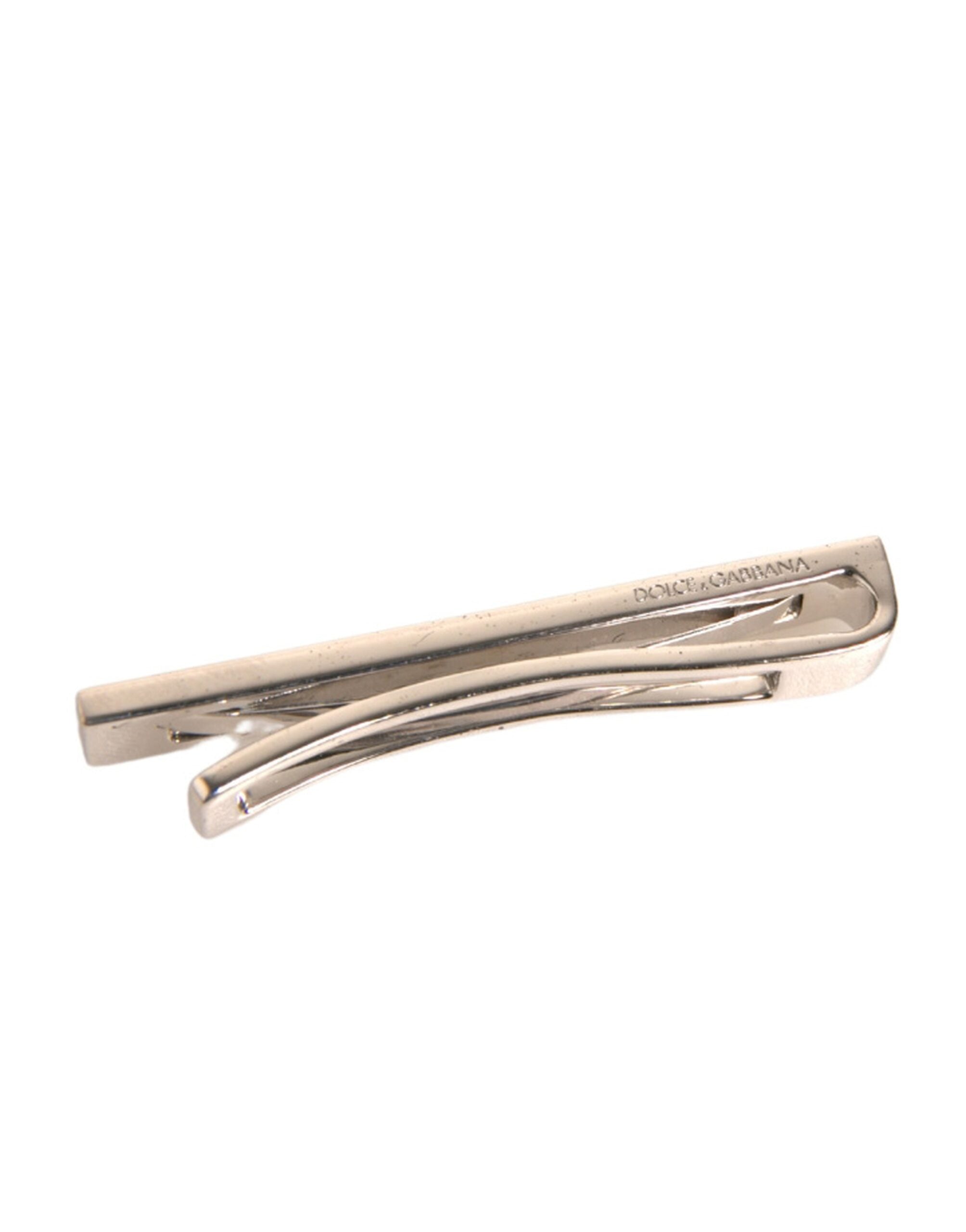 Silver Tone Brass Logo Branded Tie Clip Bar