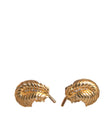 Gold 925 Sterling Silver Crystal Leaf Cufflink