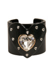 Black Plastic Heart Crystals Women Bangle Bracelet