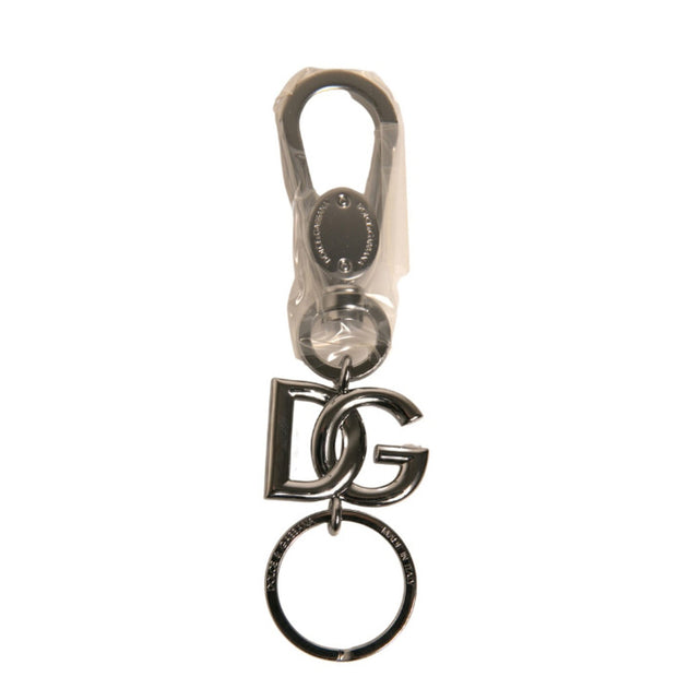 Silver Brass DG Logo Keychain Metal Ring Keyring