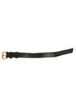 Black Textured Leather Gold Tone Metal Buckle Armband