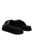 Black Leather DG Criss Cross Slides Sandals Shoes