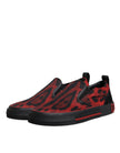 Red Black Leopard Cotton Men Low Top Sneakers Shoes