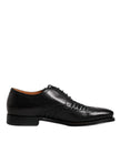 Black Leather Derby Wingtip Lace Up Formal Dress Shoes