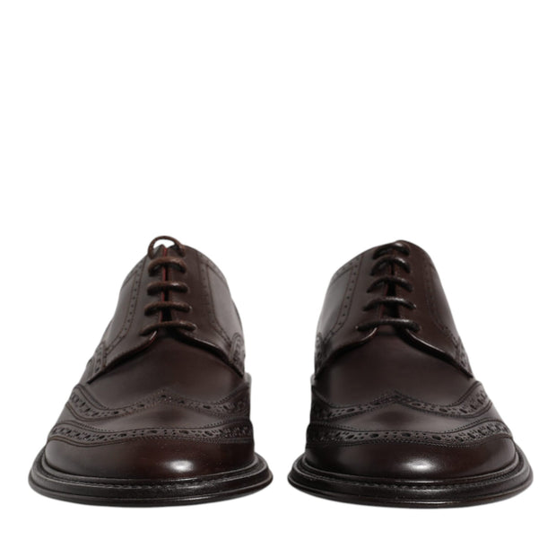 Brown Leather Derby Wingtip Lace Up Formal Dress Shoes