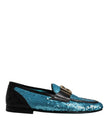 Blue Sequined Loafers Formal Dress Shoes