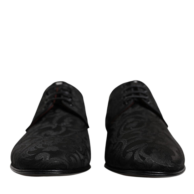 Black Jacquard Lace Up Derby Dress Shoes