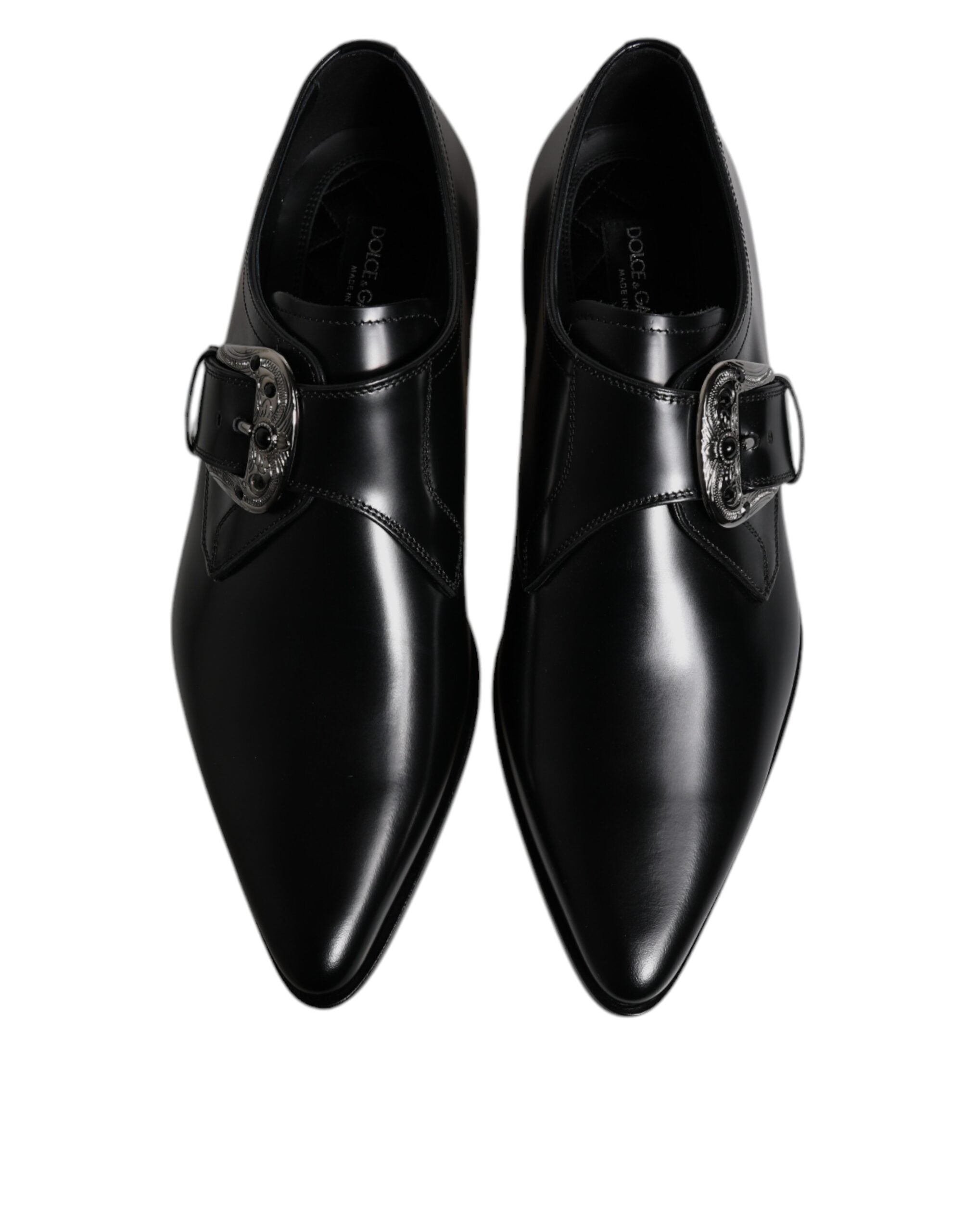 Black Leather Monk Strap Derby Formal Shoes