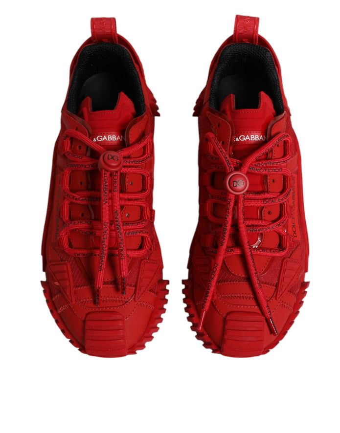 Red Nylon NS1 Low Top Lace Up Sneakers Shoes