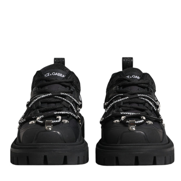 Black Low Top Lace Up Trekking Sneakers Shoes