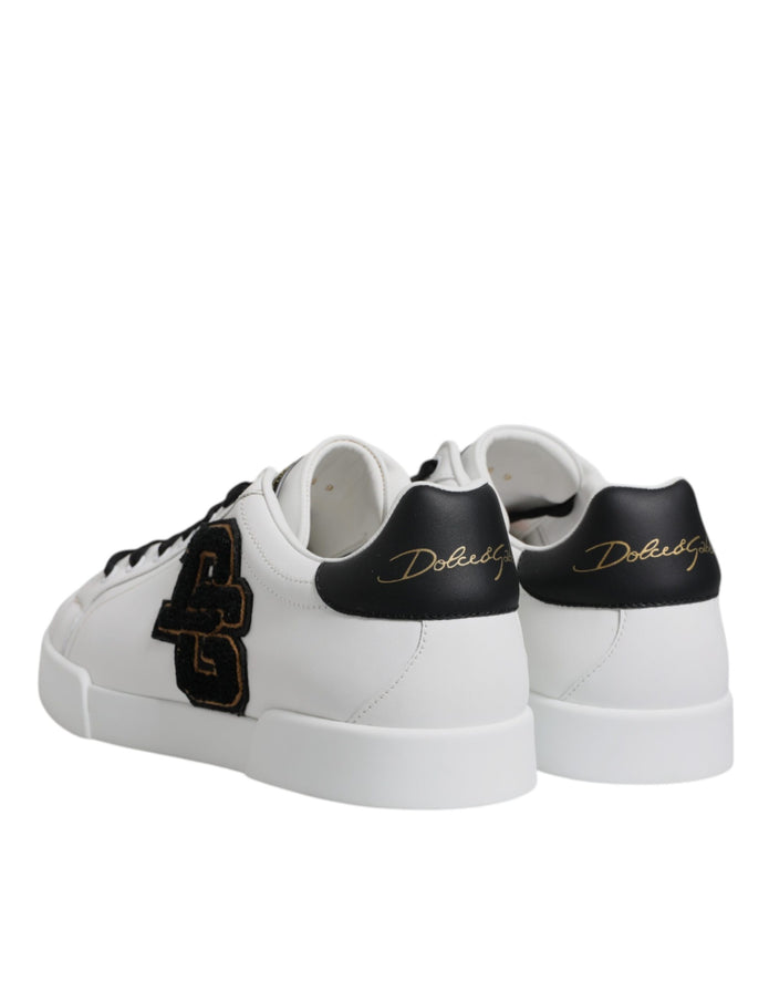 White Leather DG Logo Low Top Sneakers Shoes