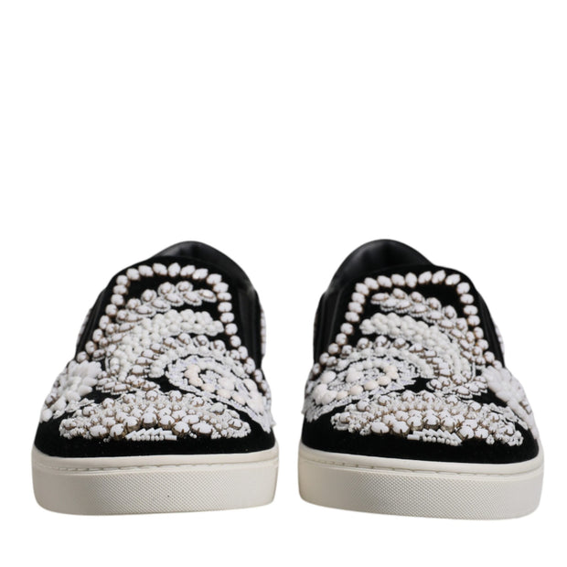 Black Embellished London Men Slip On Shoes