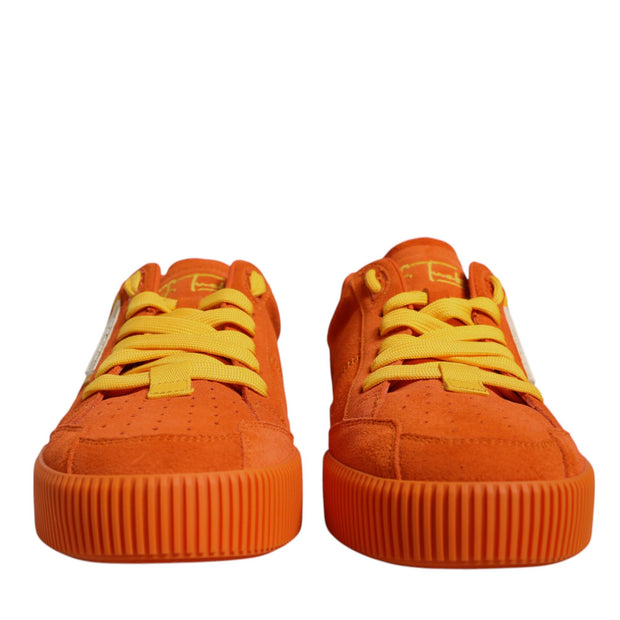 Orange Miami Leather Low Top Sneakers Shoes