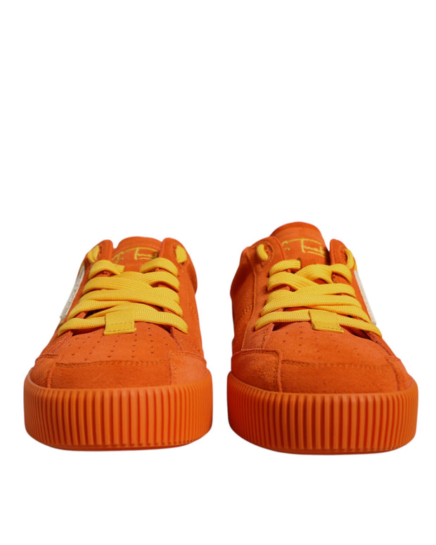 Orange Miami Leather Low Top Sneakers Shoes