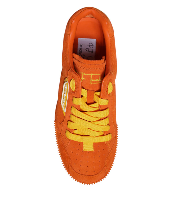 Orange Miami Leather Low Top Sneakers Shoes